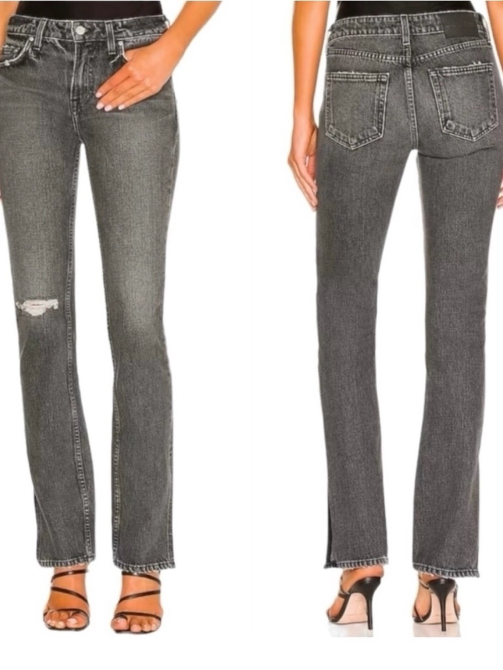 GRLFRND Hailey Low Rise Slim Boot With Slit Empire State Black $235 Size 26